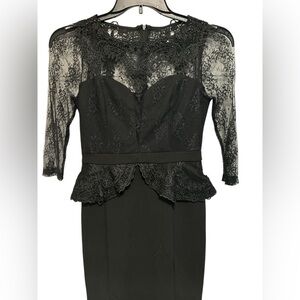 Nikibiki Women’s Lace Size Small Black 3/4 Sleeve Fully Lined Cocktail Dress NWT